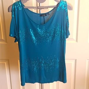 Teal Apt 9 Sequined Top